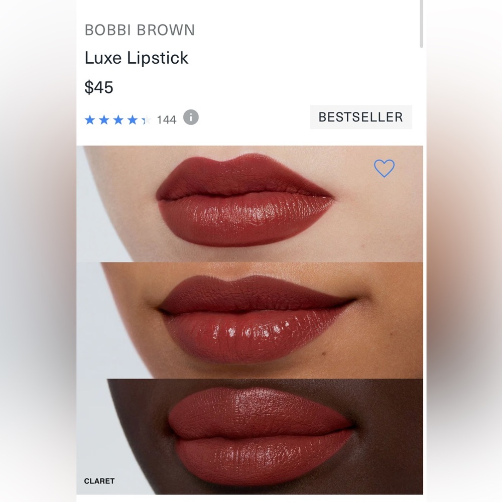 Bobbi Brown Luxe lipstick “Claret”. Swatched but otherwise unused.